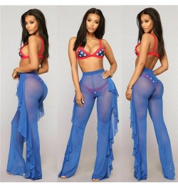 Summer Plus Size Solid Color Fashion Casual Fashion Mesh Pants Perspective Women's Beach Resort Trousers Wholesale $32.28 - P...