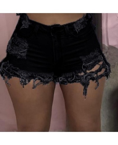 Fashion Sexy High Waist Ladies Denim Shorts 2023 Summer New Women's Ripped Hollow Out Hole Streetwear Plus Size Shorts Jeans ...