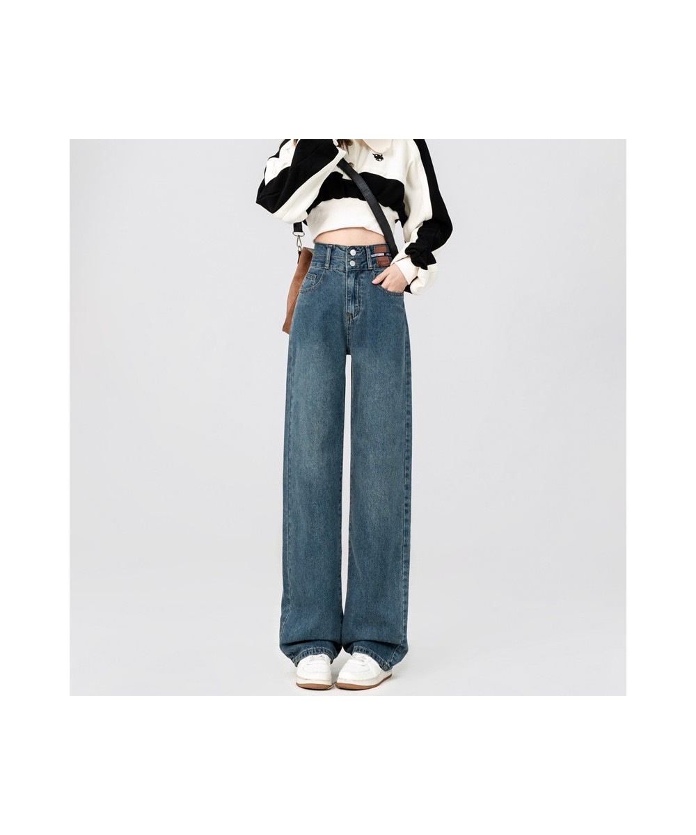 High-waisted Straight-leg Wide-leg Jeans Women's Loose Show Thin Drape Mopping Pants Ins High Street Trend Streetwear Baggy $...