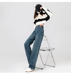 High-waisted Straight-leg Wide-leg Jeans Women's Loose Show Thin Drape Mopping Pants Ins High Street Trend Streetwear Baggy $...