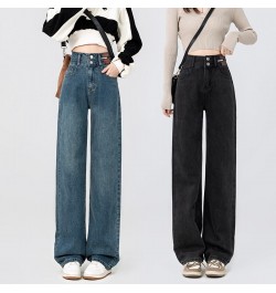 High-waisted Straight-leg Wide-leg Jeans Women's Loose Show Thin Drape Mopping Pants Ins High Street Trend Streetwear Baggy $...