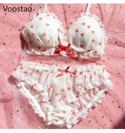 Sweet Lolita Style Women Cute Strawberry Print Bra Panties Lingerie Set Japanese Girl Kawaii Soft Underwear Panty Intimates $...