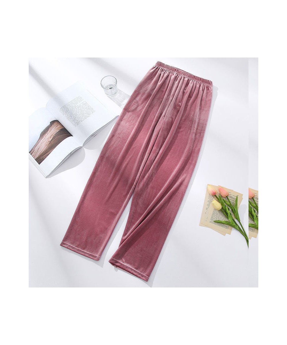 Spring Sleep Bottoms Women Sweet Chic Solid Plus Size Females All-match Elastic Waist Retro Casual Velour Trouser L-3XL $22.1...