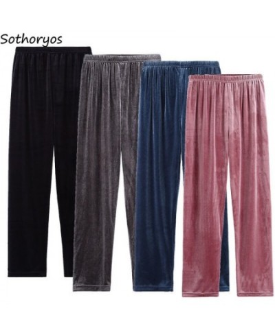 Spring Sleep Bottoms Women Sweet Chic Solid Plus Size Females All-match Elastic Waist Retro Casual Velour Trouser L-3XL $22.1...