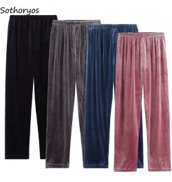 Spring Sleep Bottoms Women Sweet Chic Solid Plus Size Females All-match Elastic Waist Retro Casual Velour Trouser L-3XL $22.1...