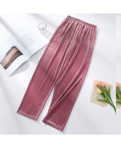 Spring Sleep Bottoms Women Sweet Chic Solid Plus Size Females All-match Elastic Waist Retro Casual Velour Trouser L-3XL $22.1...