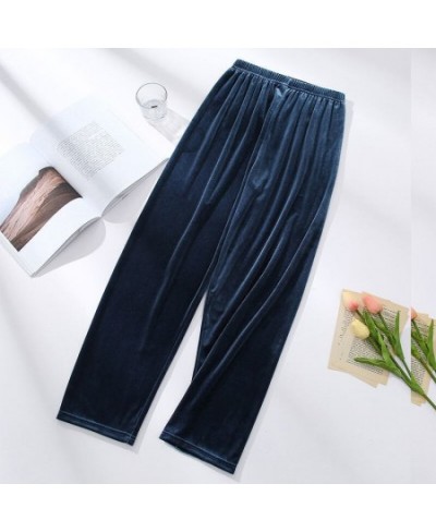 Spring Sleep Bottoms Women Sweet Chic Solid Plus Size Females All-match Elastic Waist Retro Casual Velour Trouser L-3XL $22.1...