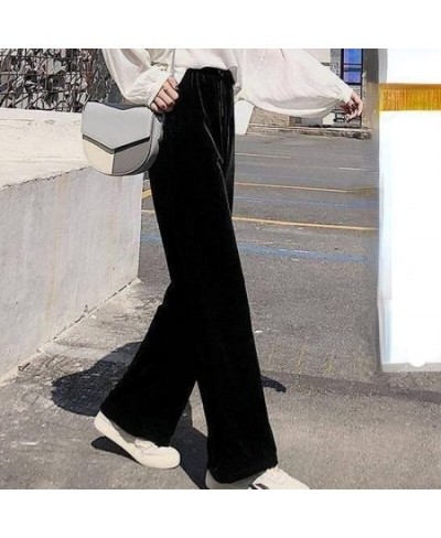 Spring Sleep Bottoms Women Sweet Chic Solid Plus Size Females All-match Elastic Waist Retro Casual Velour Trouser L-3XL $22.1...