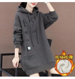 Pure Cotton Plus Velvet Thick Sweater Mid-length Women 2022 Winter New Korean Version All-match Loose Fat mm Thin Top Commuti...