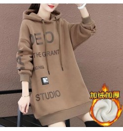 Pure Cotton Plus Velvet Thick Sweater Mid-length Women 2022 Winter New Korean Version All-match Loose Fat mm Thin Top Commuti...