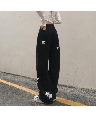 Y2K Retro Streetwear Star Pattern Black Jeans Ladies Gothic Punk Retro Print Casual Pants Loose Comfortable Ladies Jeans $38....