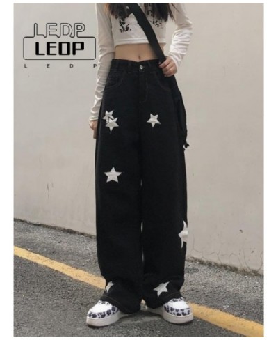 Y2K Retro Streetwear Star Pattern Black Jeans Ladies Gothic Punk Retro Print Casual Pants Loose Comfortable Ladies Jeans $38....