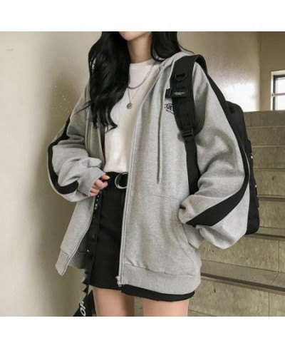 Oversized Hoodies Zip Up Hooded Sweatshirt Woman 2023 Spring Autumn Long Sleeve Tops Zipper Coat Korean BF Style Sweatshirts ...