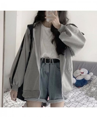 Oversized Hoodies Zip Up Hooded Sweatshirt Woman 2023 Spring Autumn Long Sleeve Tops Zipper Coat Korean BF Style Sweatshirts ...