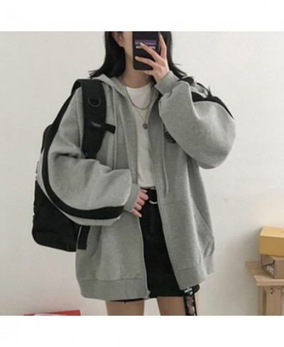 Oversized Hoodies Zip Up Hooded Sweatshirt Woman 2023 Spring Autumn Long Sleeve Tops Zipper Coat Korean BF Style Sweatshirts ...