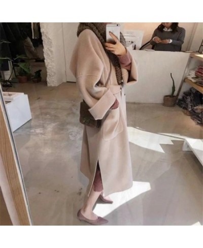 Autumn Winter Warm Blends Coats Women Double Sided Thickened Tweed Coat Solid Colors Sashes Knee-Length Outwears Chic $76.05 ...