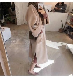 Autumn Winter Warm Blends Coats Women Double Sided Thickened Tweed Coat Solid Colors Sashes Knee-Length Outwears Chic $76.05 ...