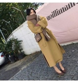 Autumn Winter Warm Blends Coats Women Double Sided Thickened Tweed Coat Solid Colors Sashes Knee-Length Outwears Chic $76.05 ...