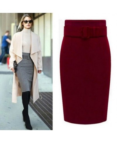 2023 New Fashion Dress Autumn Winter Cotton Plus Size High Waist Casual Midi Pencil Skirt Women Skirts Female $39.20 - Bottoms