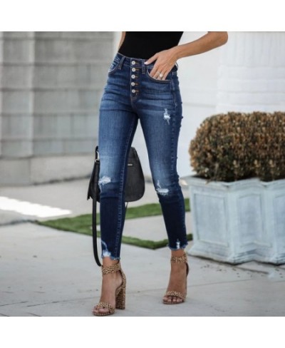 Deep Blue Jeans Holoe Tassel Button High Waist Slim Small Feet Pants Women Casual Softener Fit 2023 New Fashion HT211 $44.92 ...