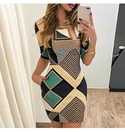 Female Summer Dresses Women's Dress Short Sleeve Dresses Elegant Printed Women Clothing Casual Dress Sexy Bodycon O-Neck $28....