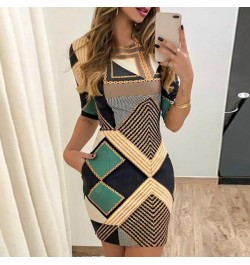 Female Summer Dresses Women's Dress Short Sleeve Dresses Elegant Printed Women Clothing Casual Dress Sexy Bodycon O-Neck $28....