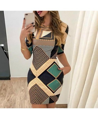 Female Summer Dresses Women's Dress Short Sleeve Dresses Elegant Printed Women Clothing Casual Dress Sexy Bodycon O-Neck $28....