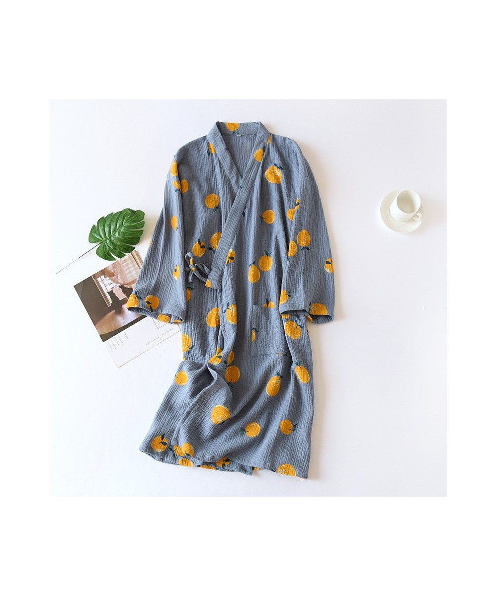 Japanese kimono dressing gown spring and autumn ladies cotton crepe cloth thin summer bathrobe home service sleepwear bath ro...