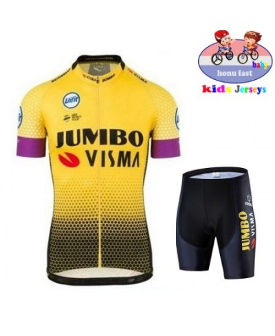 Jumbo Visma 2022 Kid Cycling Jersey Set Breathable Shorts Fluorescent Green Children Bike Clothing Boy Girls Summer Bicycle $...