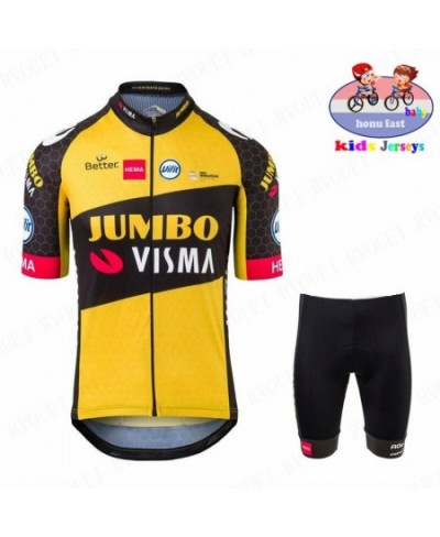 Jumbo Visma 2022 Kid Cycling Jersey Set Breathable Shorts Fluorescent Green Children Bike Clothing Boy Girls Summer Bicycle $...