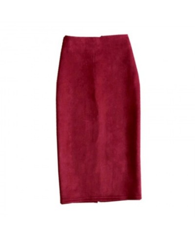 2023 Autumn Winter Suede Skirt women PU Leather Skirt Multicolor Bag Hip Solid Color High Waist Slim Split One-Step Pencil $3...