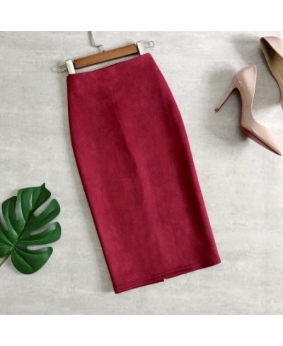 2023 Autumn Winter Suede Skirt women PU Leather Skirt Multicolor Bag Hip Solid Color High Waist Slim Split One-Step Pencil $3...