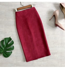 2023 Autumn Winter Suede Skirt women PU Leather Skirt Multicolor Bag Hip Solid Color High Waist Slim Split One-Step Pencil $3...