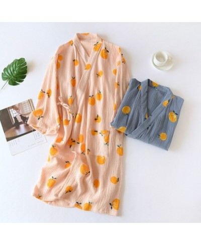 Japanese kimono dressing gown spring and autumn ladies cotton crepe cloth thin summer bathrobe home service sleepwear bath ro...