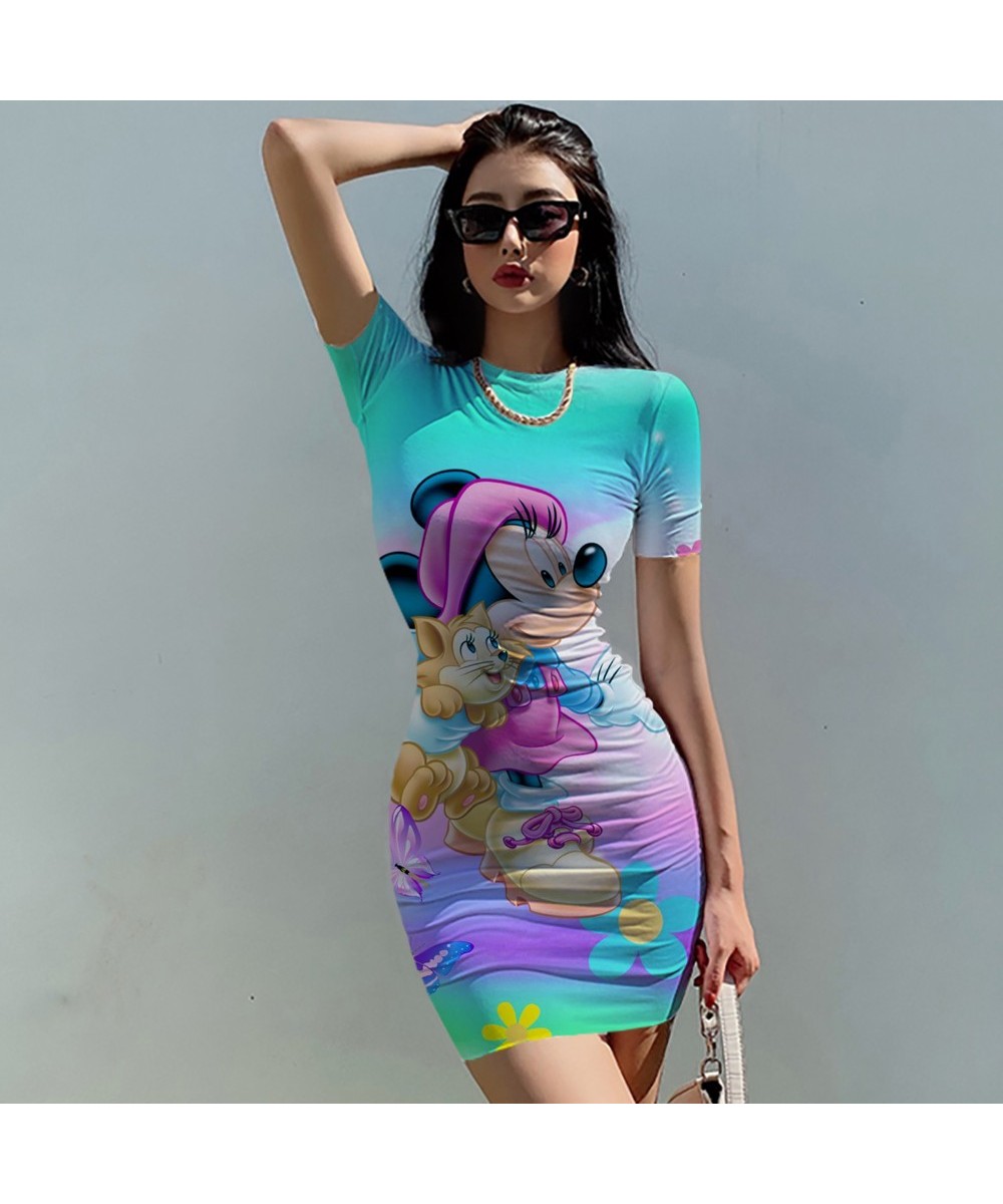 Minnie Mickey Mouse Midnight Partywear Women Sexy Mini Dress 2022 Summer Chic Bodycon Sexy Short O-neck Streetwear $23.34 - D...