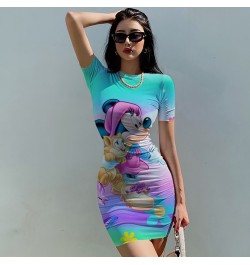 Minnie Mickey Mouse Midnight Partywear Women Sexy Mini Dress 2022 Summer Chic Bodycon Sexy Short O-neck Streetwear $23.34 - D...