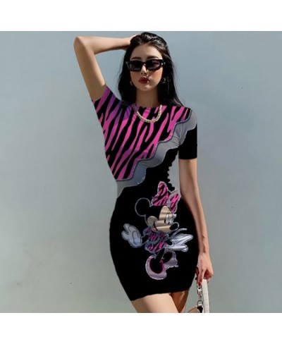 Minnie Mickey Mouse Midnight Partywear Women Sexy Mini Dress 2022 Summer Chic Bodycon Sexy Short O-neck Streetwear $23.34 - D...