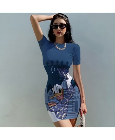 Minnie Mickey Mouse Midnight Partywear Women Sexy Mini Dress 2022 Summer Chic Bodycon Sexy Short O-neck Streetwear $23.34 - D...