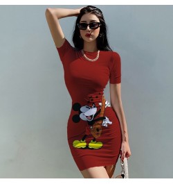 Minnie Mickey Mouse Midnight Partywear Women Sexy Mini Dress 2022 Summer Chic Bodycon Sexy Short O-neck Streetwear $23.34 - D...