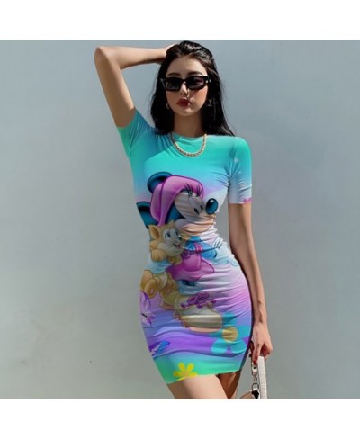 Minnie Mickey Mouse Midnight Partywear Women Sexy Mini Dress 2022 Summer Chic Bodycon Sexy Short O-neck Streetwear $23.34 - D...