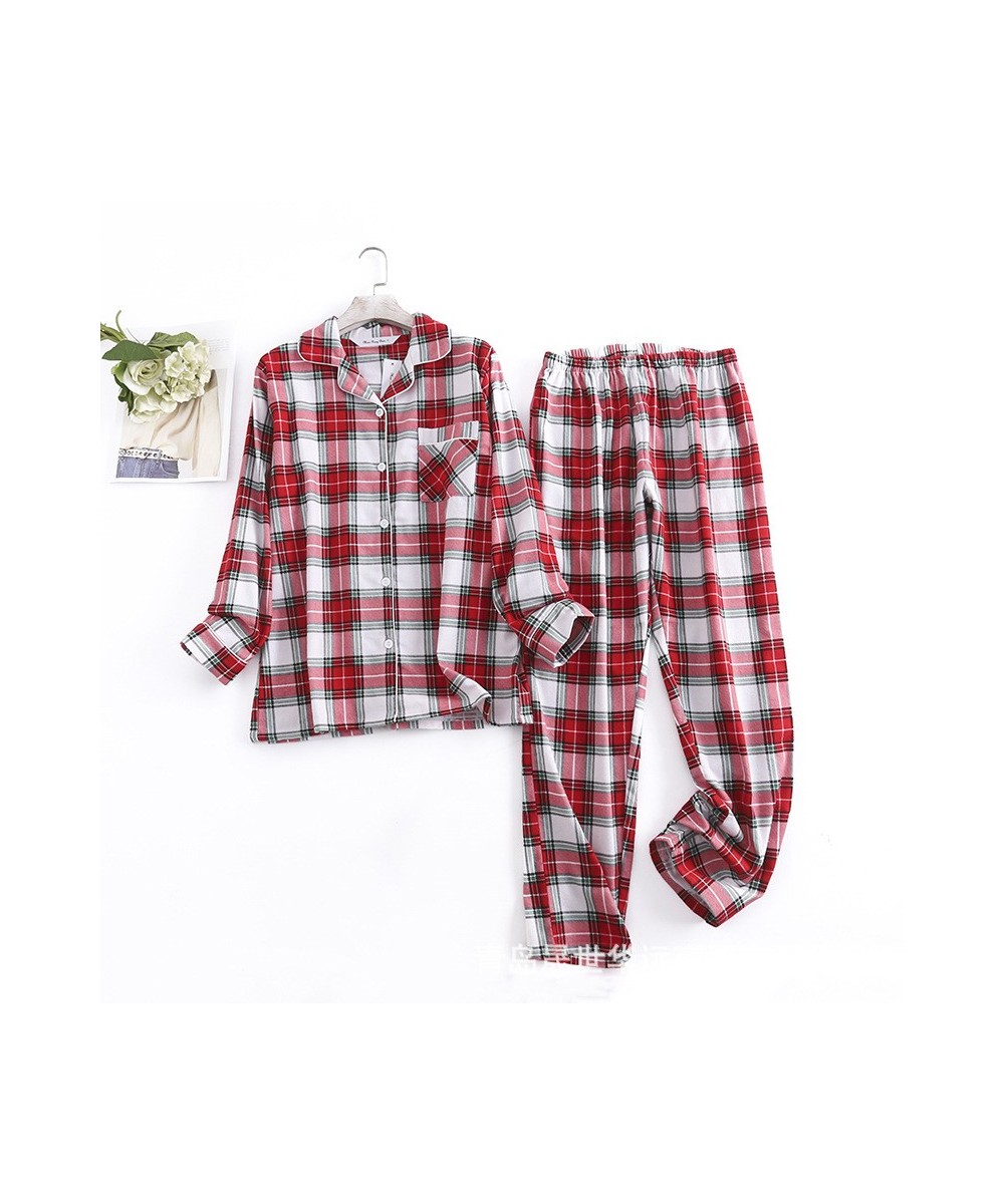 2023 Spring Autumn Women Casual Plaid Pajama sets Female 100% Cotton Sleepwear suit Women Turn-down Collar Shirt & Pants $50....