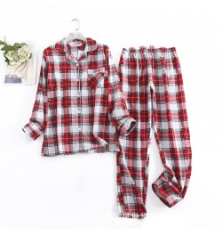 2023 Spring Autumn Women Casual Plaid Pajama sets Female 100% Cotton Sleepwear suit Women Turn-down Collar Shirt & Pants $50....