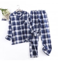 2023 Spring Autumn Women Casual Plaid Pajama sets Female 100% Cotton Sleepwear suit Women Turn-down Collar Shirt & Pants $50....