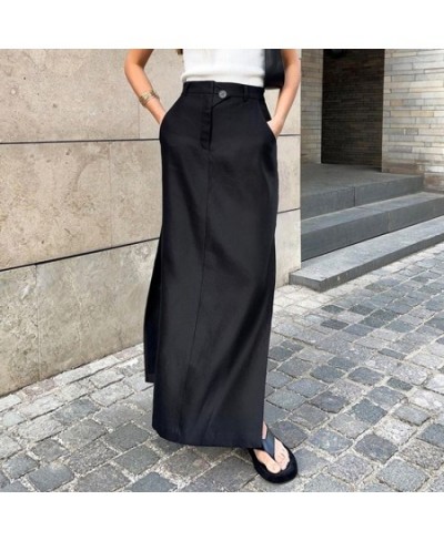 Patchwork Split Bodycon Midi Skirt For Women High Waist Minimalist Long Skirts Female Clothing Fashion Autumn New $37.07 - Sk...
