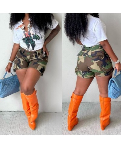 Trendy Women Fashion Pockets Camouflage Cargo Pants 2022 Street Wear Matching Casual Camo Ripped Shorts Track Women $41.28 - ...