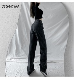 Korean Famale Y2K Fashion Retro Blue Jeans Women's Clothing High Waist Straight Denim Pants Loose Full Length Trousers $48.45...