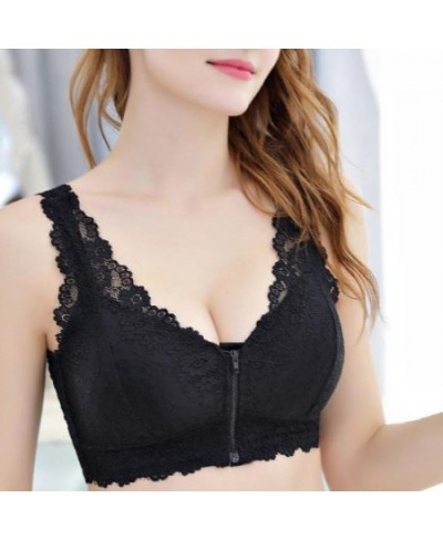 Female Lingerie Front Zip Women Lace Bra Top Push Up Full Cup Bralette Lady Seamless Wireless Bras Fashion Vest Gather $24.60...