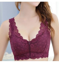 Female Lingerie Front Zip Women Lace Bra Top Push Up Full Cup Bralette Lady Seamless Wireless Bras Fashion Vest Gather $24.60...