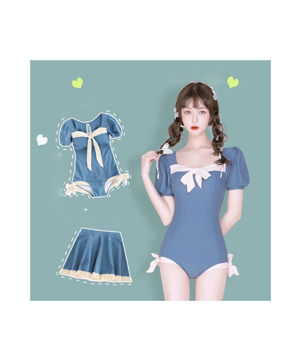 Kawaii Women Bikini Swimsuit Dress New Korean Fashion Padded Swimwear Girls Sexy Push Up Slim Fit Beach Wear Monokini Summer ...