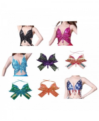 Women'Sequins Butterfly Crop Top Club Tribal Outfits Dance Wear Glitter Bra Tops for Halloween Rave Party Festival $23.86 - T...